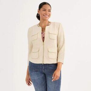 Cabi Posh Jacket in Vanilla Cream - Size Large